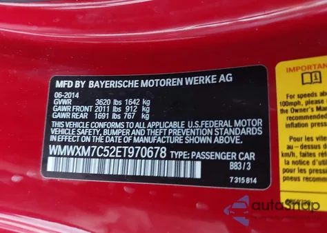 2014 Mini Hardtop Cooper S from USA, damaged, VIN WMWXM7C52ET970678